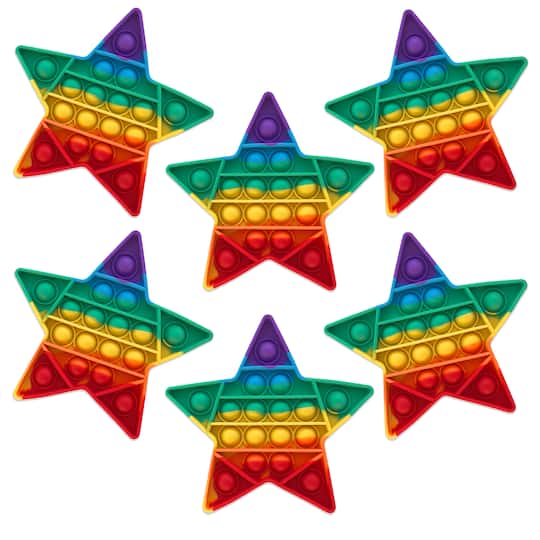 GottaPop Rainbow Stars Pop It Fidget Toy Party Favors, 6ct.
